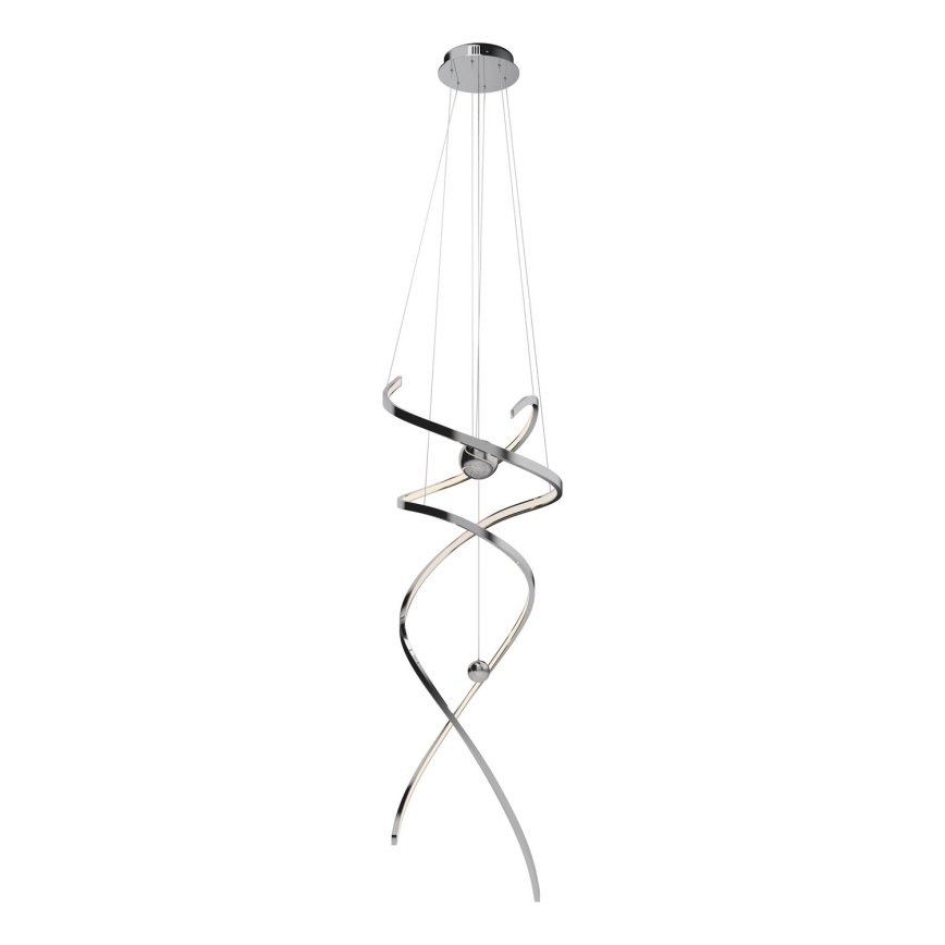 MAXLIGHT P0482D - LED ljusreglerad ljuskrona på textilsladd RITZ LED/100W/230V diameter 60 cm CRI 90 skinande krom