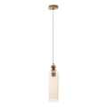 MAXLIGHT P0510 - Ljuskrona med textilsladd CAMPANILA 1xE27/40W/230V diameter 10 cm mässing/beige