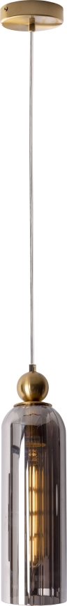 MAXLIGHT P0511 - Ljuskrona med textilsladd CAMPANILA 1xE27/40W/230V diameter 10 cm mässing/grå