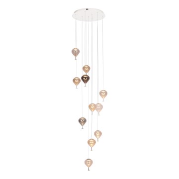 MAXLIGHT P0526D - LED ljusreglerad ljuskrona på textilsladd PALLONCINI 11xLED/6W/230V diameter 45 cm genomskinlig/beige/rökig