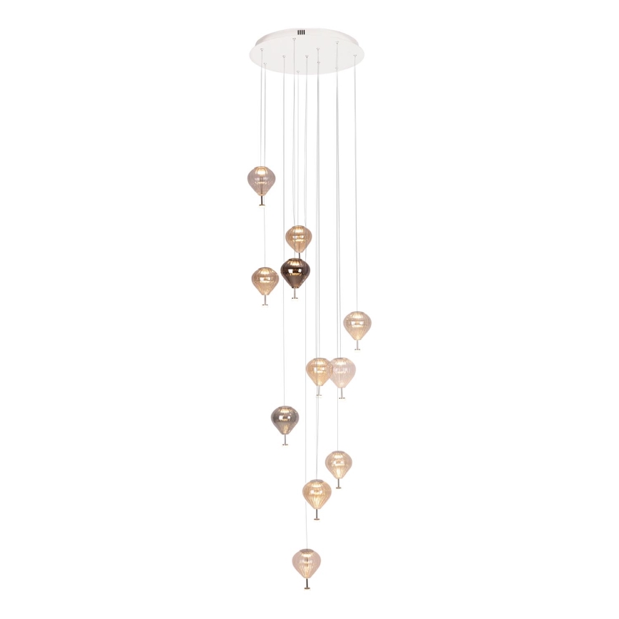 MAXLIGHT P0526D - LED ljusreglerad ljuskrona på textilsladd PALLONCINI 11xLED/6W/230V diameter 45 cm genomskinlig/beige/rökig