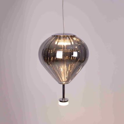 MAXLIGHT P0526D - LED ljusreglerad ljuskrona på textilsladd PALLONCINI 11xLED/6W/230V diameter 45 cm genomskinlig/beige/rökig