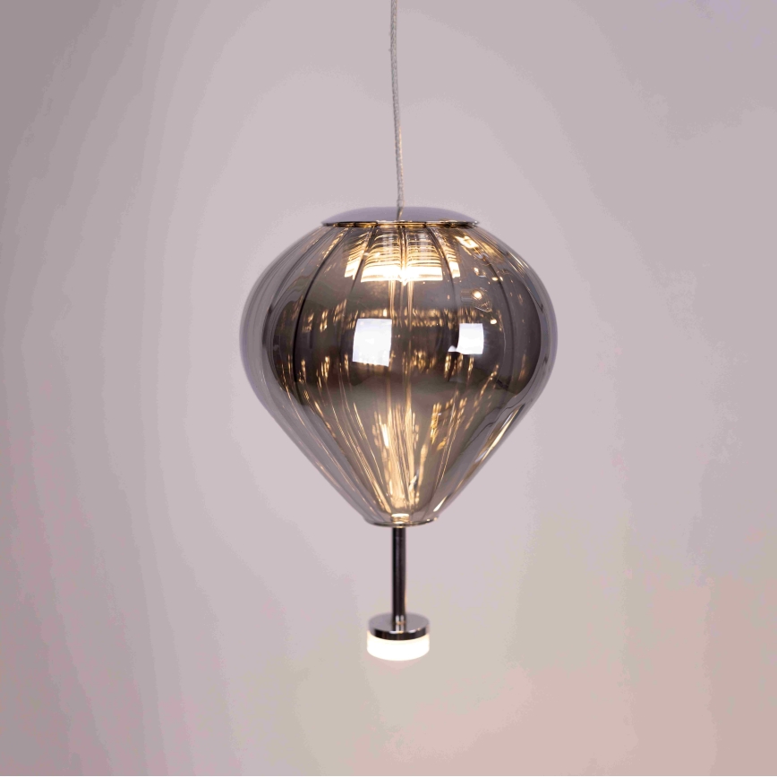 MAXLIGHT P0526D - LED ljusreglerad ljuskrona på textilsladd PALLONCINI 11xLED/6W/230V diameter 45 cm genomskinlig/beige/rökig