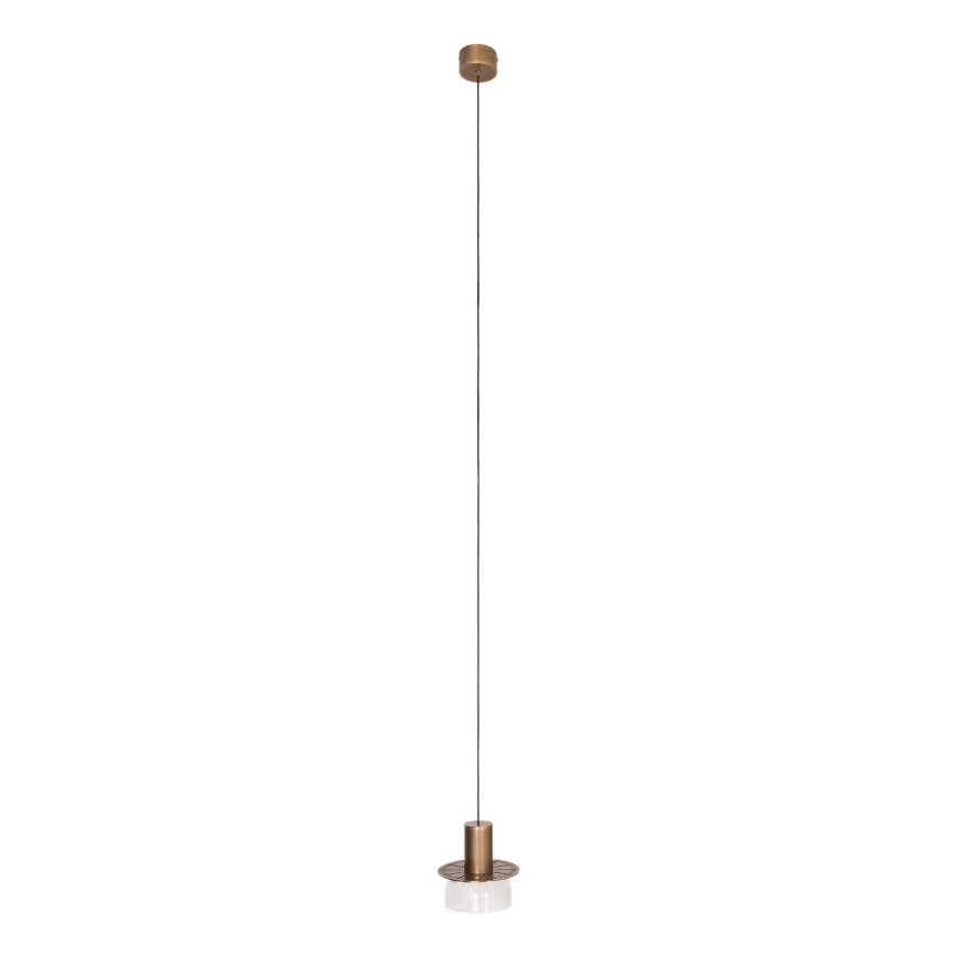 MAXLIGHT P0530 - LED ljuskrona med textilsladd SIGNATURE LED/8W/230V diameter 15 cm mässing/genomskinlig