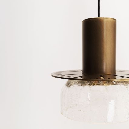 MAXLIGHT P0530 - LED ljuskrona med textilsladd SIGNATURE LED/8W/230V diameter 15 cm mässing/genomskinlig
