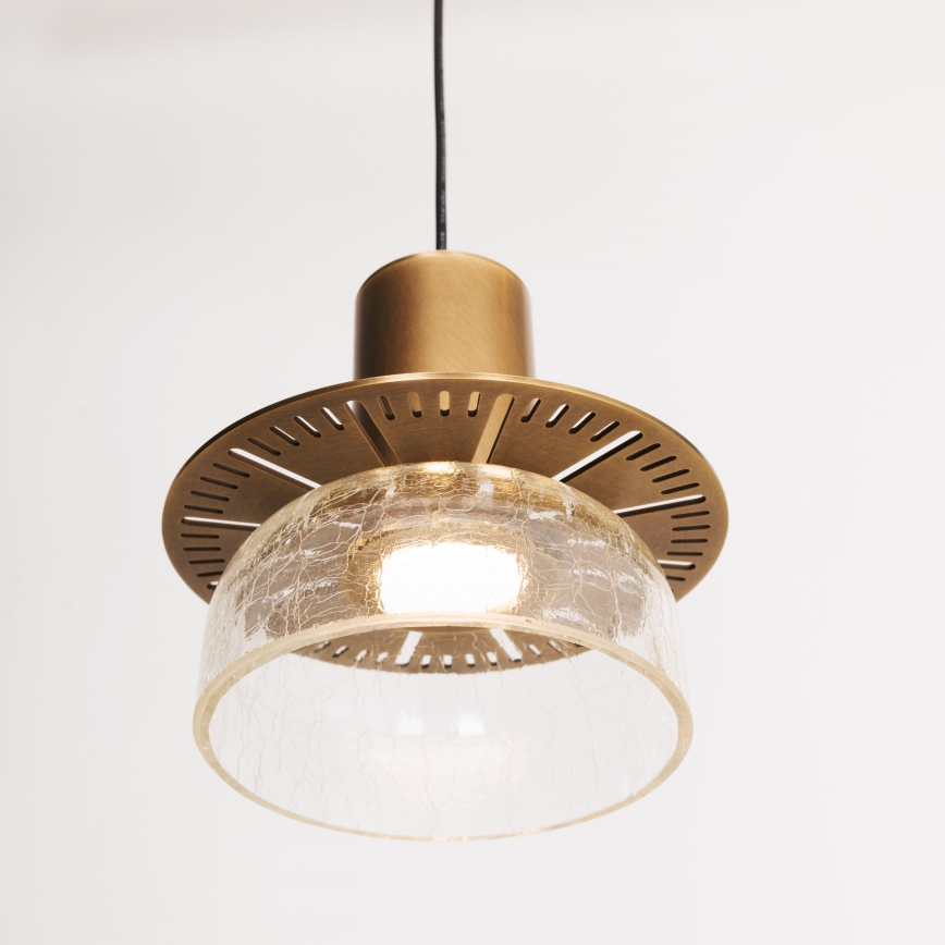 MAXLIGHT P0530 - LED ljuskrona med textilsladd SIGNATURE LED/8W/230V diameter 15 cm mässing/genomskinlig