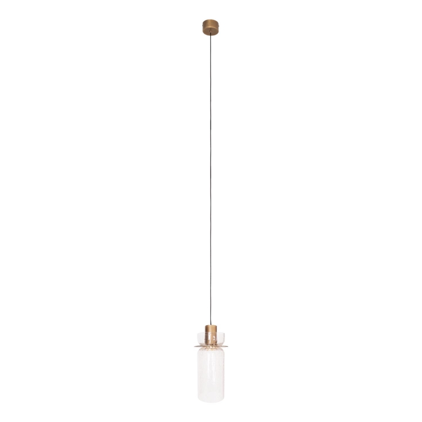 MAXLIGHT P0531 - LED ljuskrona med textilsladd SIGNATURE LED/8W/230V diameter 15 cm mässing/genomskinlig