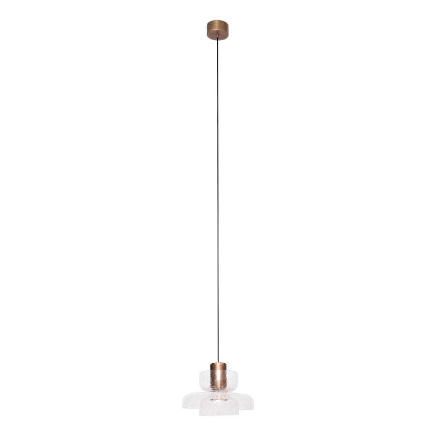 MAXLIGHT P0532 - LED ljuskrona med textilsladd SIGNATURE LED/8W/230V diameter 22 cm mässing/genomskinlig