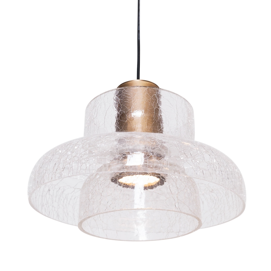 MAXLIGHT P0532 - LED ljuskrona med textilsladd SIGNATURE LED/8W/230V diameter 22 cm mässing/genomskinlig