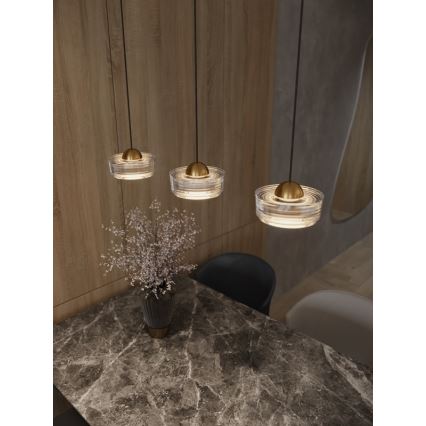 MAXLIGHT P0542 - LED ljuskrona med textilsladd LIPARI LED/6W/230V diameter 16 cm genomskinlig