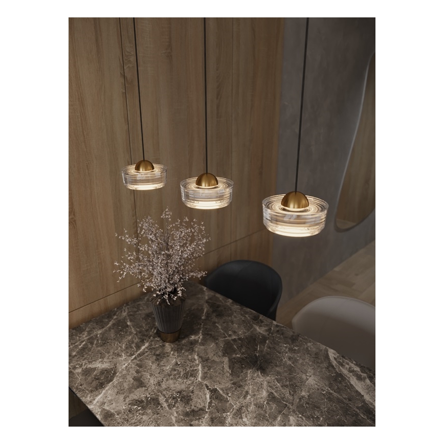 MAXLIGHT P0542 - LED ljuskrona med textilsladd LIPARI LED/6W/230V diameter 16 cm genomskinlig