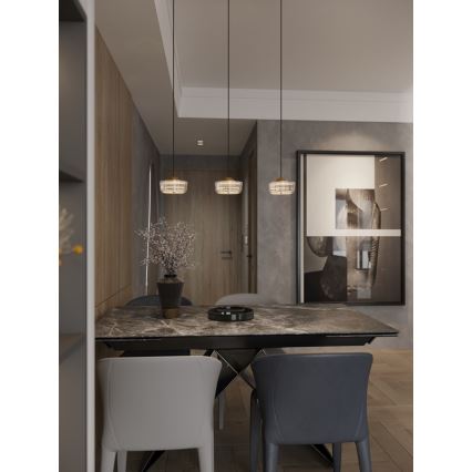 MAXLIGHT P0542 - LED ljuskrona med textilsladd LIPARI LED/6W/230V diameter 16 cm genomskinlig