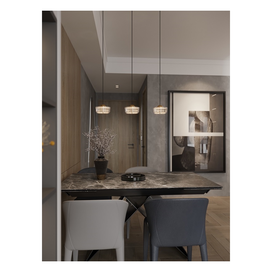 MAXLIGHT P0542 - LED ljuskrona med textilsladd LIPARI LED/6W/230V diameter 16 cm genomskinlig
