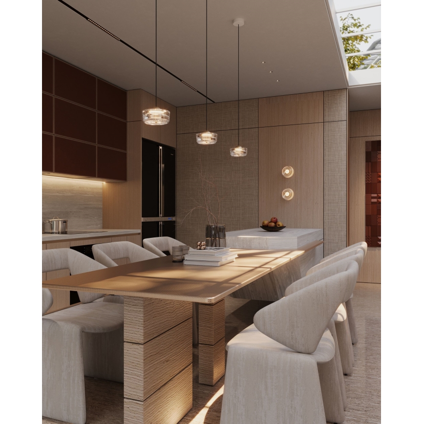 MAXLIGHT P0542 - LED ljuskrona med textilsladd LIPARI LED/6W/230V diameter 16 cm genomskinlig
