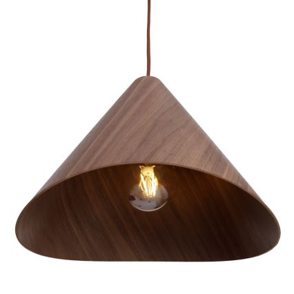 MAXLIGHT P0548 - Ljuskrona med textilsladd SAKURA 1xE27/60W/230V diameter 33,5 cm valnöt