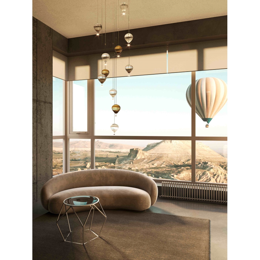 MAXLIGHT P0576 - LED ljuskrona med textilsladd PALLONCINI 2xLED/3W/230V diameter 12 cm rökig