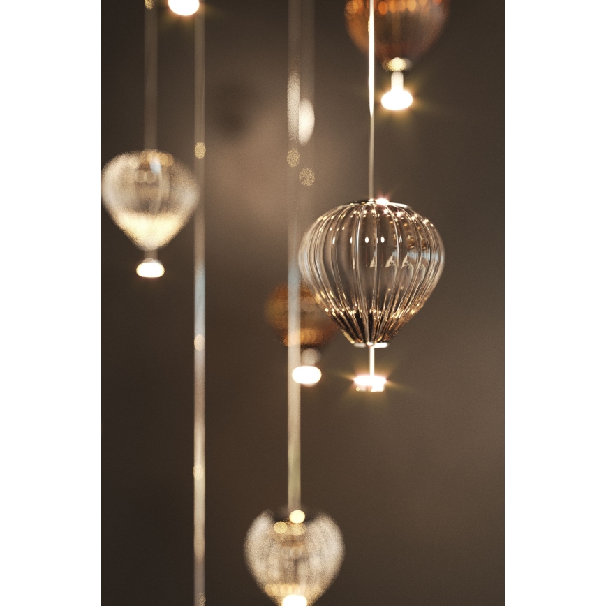 MAXLIGHT P0576 - LED ljuskrona med textilsladd PALLONCINI 2xLED/3W/230V diameter 12 cm rökig