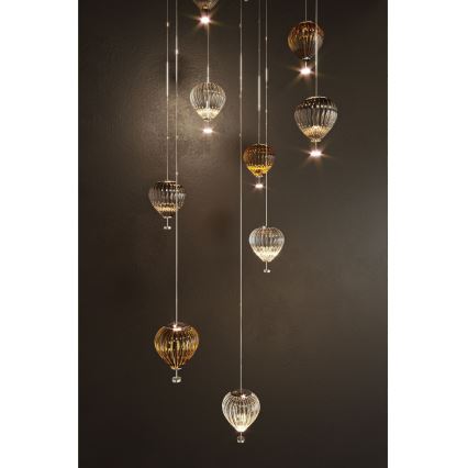 MAXLIGHT P0576 - LED ljuskrona med textilsladd PALLONCINI 2xLED/3W/230V diameter 12 cm rökig