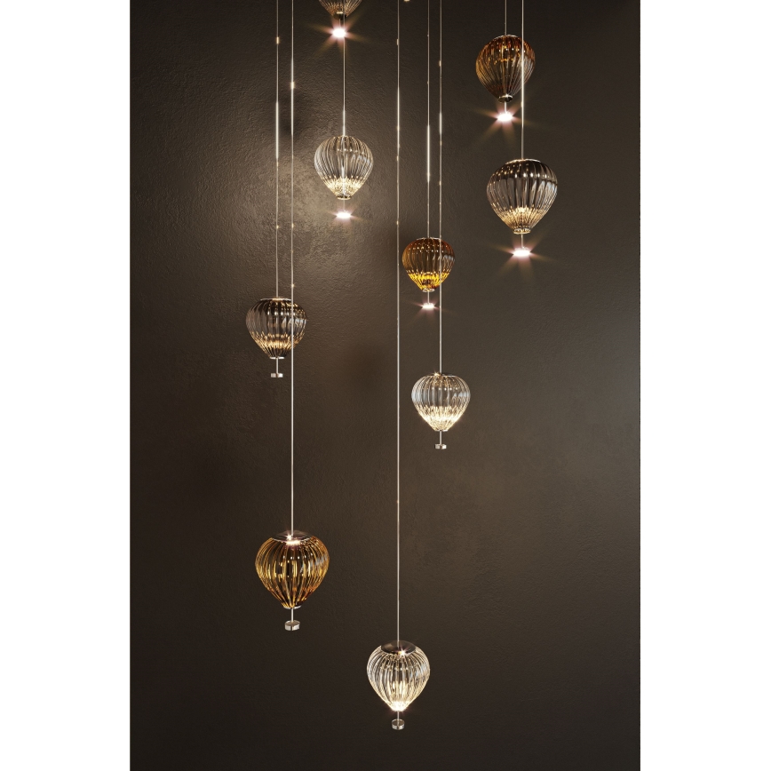 MAXLIGHT P0576 - LED ljuskrona med textilsladd PALLONCINI 2xLED/3W/230V diameter 12 cm rökig