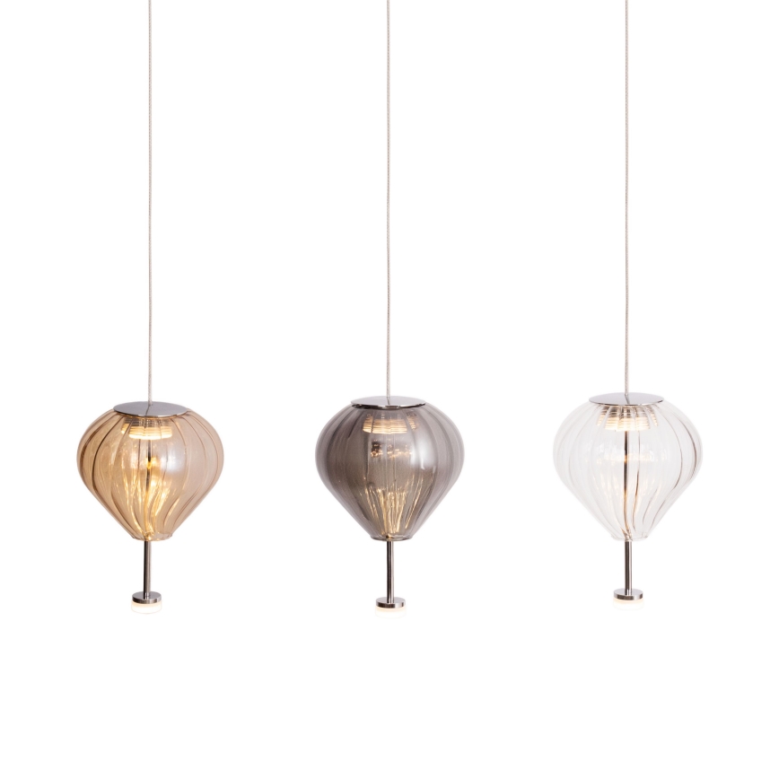 MAXLIGHT P0576 - LED ljuskrona med textilsladd PALLONCINI 2xLED/3W/230V diameter 12 cm rökig