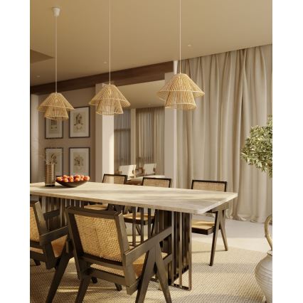 MAXLIGHT P0578 - Ljuskrona med textilsladd AMALFI 1xE27/15W/230V diameter 45 cm beige