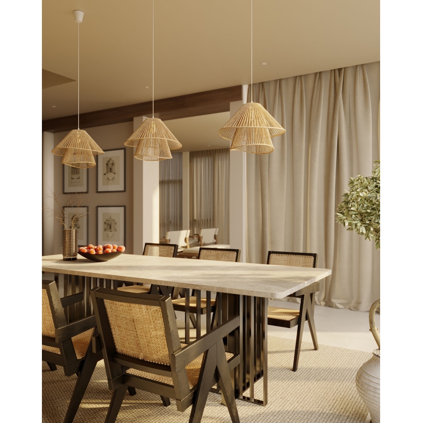 MAXLIGHT P0578 - Ljuskrona med textilsladd AMALFI 1xE27/15W/230V diameter 45 cm beige