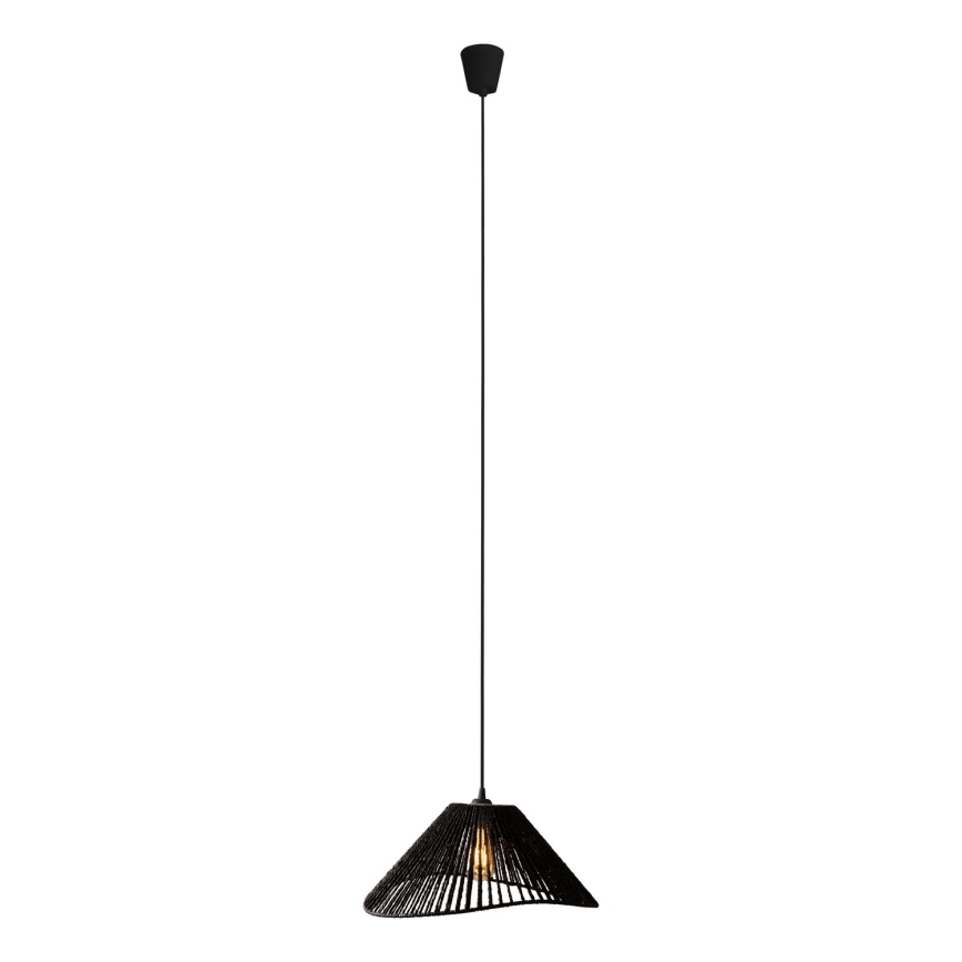 MAXLIGHT P0579 - Ljuskrona med textilsladd AMALFI 1xE27/15W/230V diameter 45 cm svart