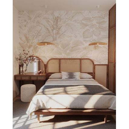 MAXLIGHT P0581 - Ljuskrona med textilsladd NAP 1xE27/15W/230V diameter 60 cm beige