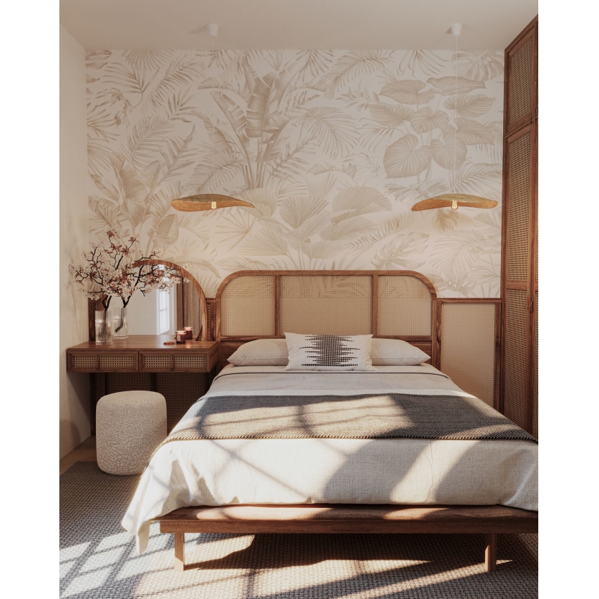 MAXLIGHT P0581 - Ljuskrona med textilsladd NAP 1xE27/15W/230V diameter 60 cm beige