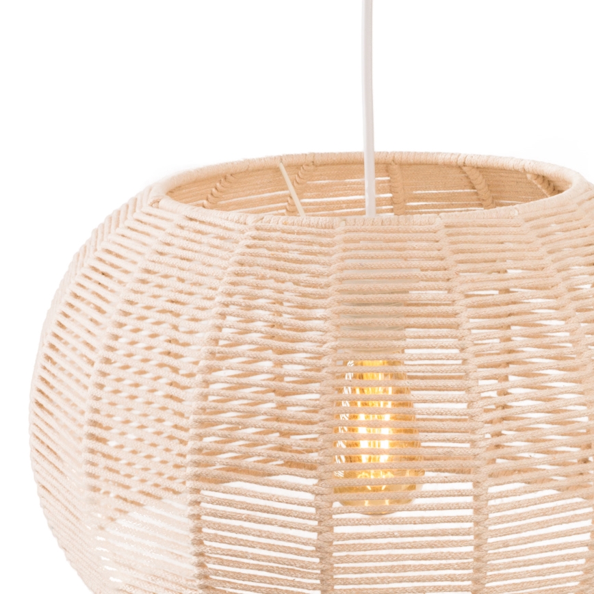 MAXLIGHT P0583 - Ljuskrona med textilsladd PRASLIN 1xE27/15W/230V diameter 39 cm beige