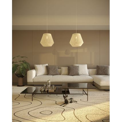 MAXLIGHT P0584 - Ljuskrona med textilsladd PRASLIN 1xE27/15W/230V diameter 44 cm beige
