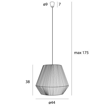 MAXLIGHT P0584 - Ljuskrona med textilsladd PRASLIN 1xE27/15W/230V diameter 44 cm beige