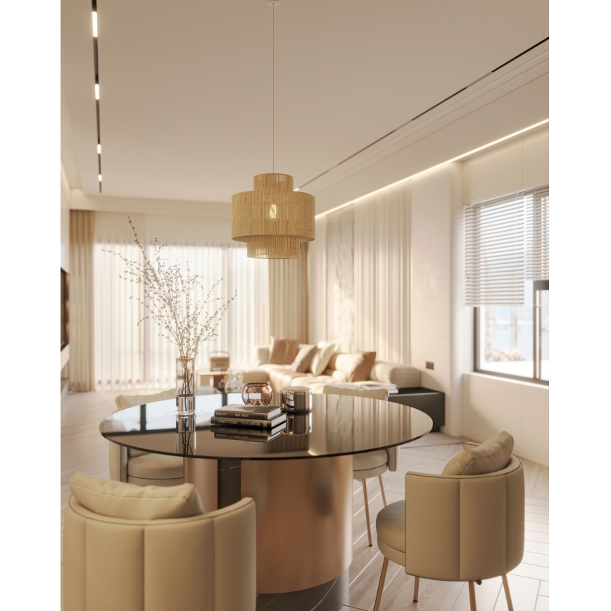 MAXLIGHT P0586 - Ljuskrona med textilsladd LABRIZ 1xE27/15W/230V diameter 35 cm beige