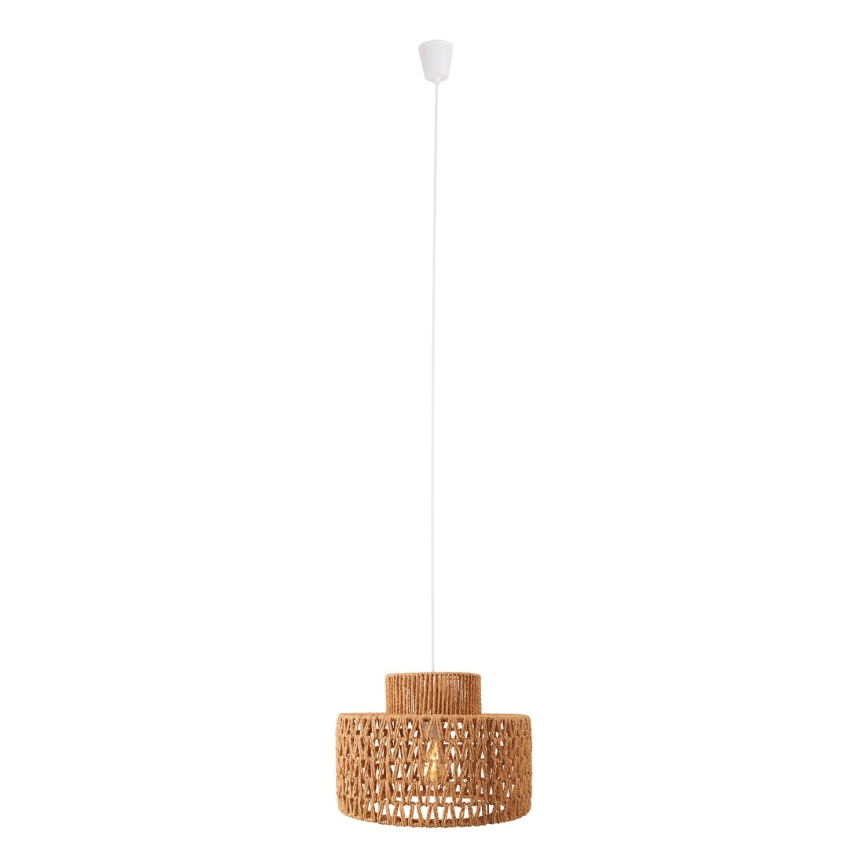 MAXLIGHT P0587 - Ljuskrona med textilsladd RAFFLE 1xE27/15W/230V diameter 40 cm brun