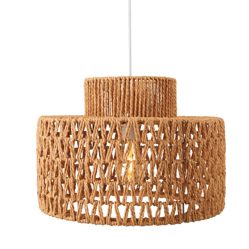 MAXLIGHT P0587 - Ljuskrona med textilsladd RAFFLE 1xE27/15W/230V diameter 40 cm brun