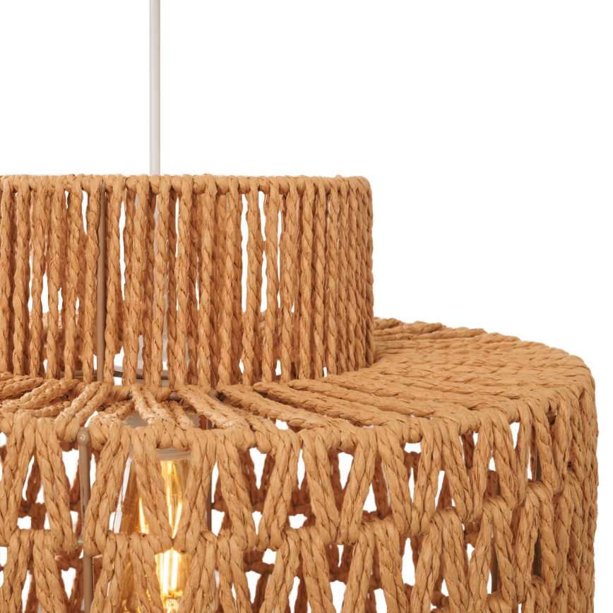 MAXLIGHT P0587 - Ljuskrona med textilsladd RAFFLE 1xE27/15W/230V diameter 40 cm brun