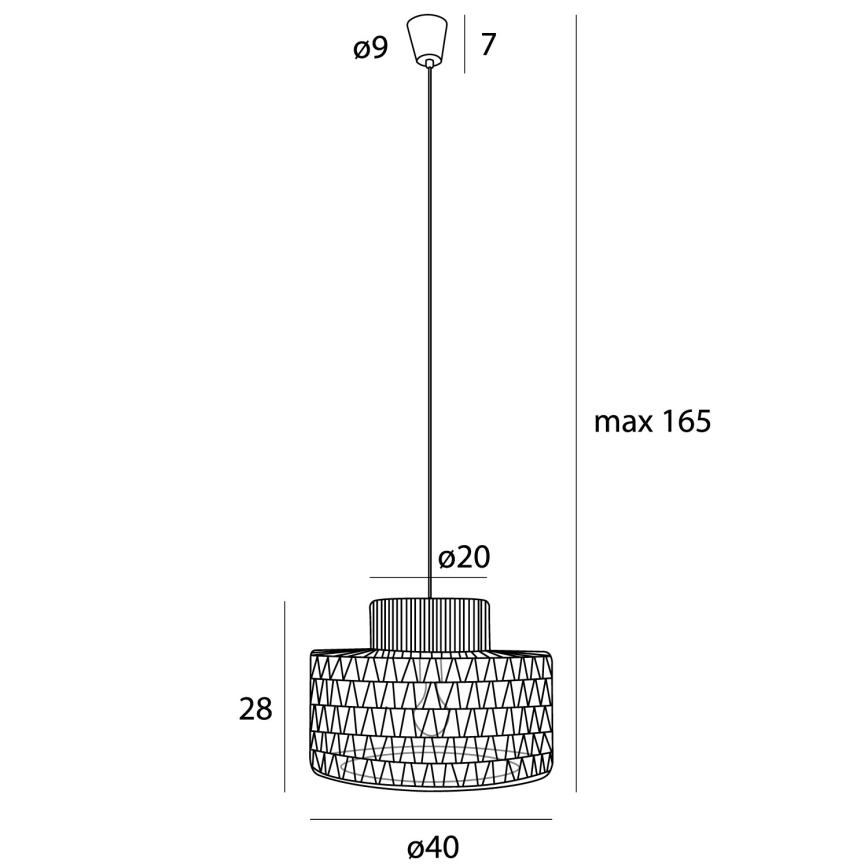 MAXLIGHT P0587 - Ljuskrona med textilsladd RAFFLE 1xE27/15W/230V diameter 40 cm brun