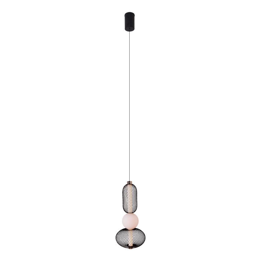 MAXLIGHT P0591 - LED ljuskrona med textilsladd BORA LED/10W/230V diameter 22 cm vit/svart