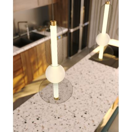 MAXLIGHT P0591 - LED ljuskrona med textilsladd BORA LED/10W/230V diameter 22 cm vit/svart