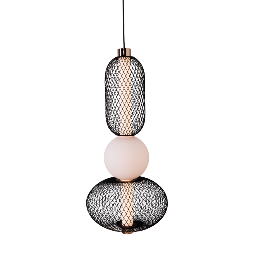 MAXLIGHT P0591 - LED ljuskrona med textilsladd BORA LED/10W/230V diameter 22 cm vit/svart