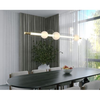 MAXLIGHT P0593 - LED ljuskrona med textilsladd BORA LED/29W/230V vit/svart