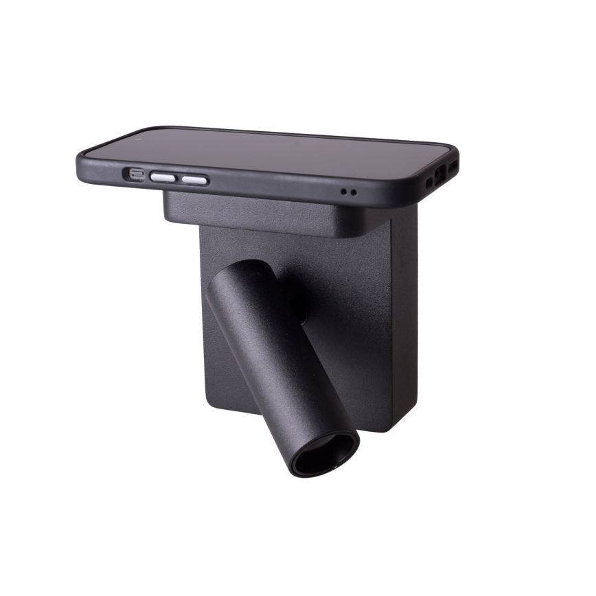 MAXLIGHT W0374 - LED väggspotlight med trådlös laddning LOFER LED/7W/230V svart