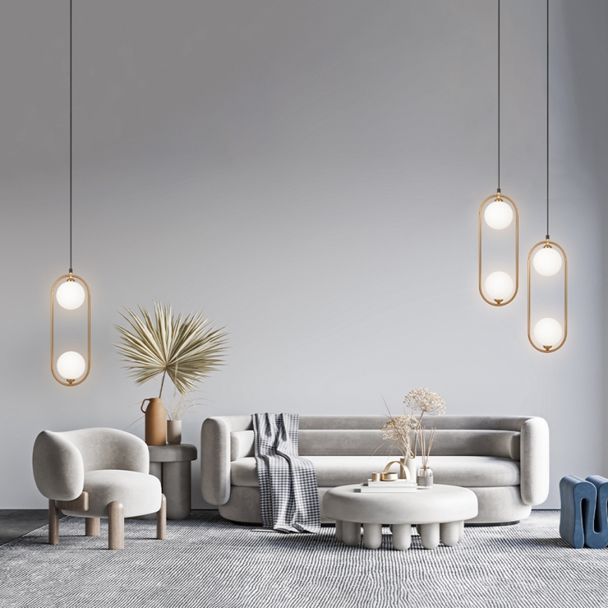 Maytoni MOD013PL-02BS1 - Ljuskrona med textilsladd RING 2xG9/25W/230V mässing