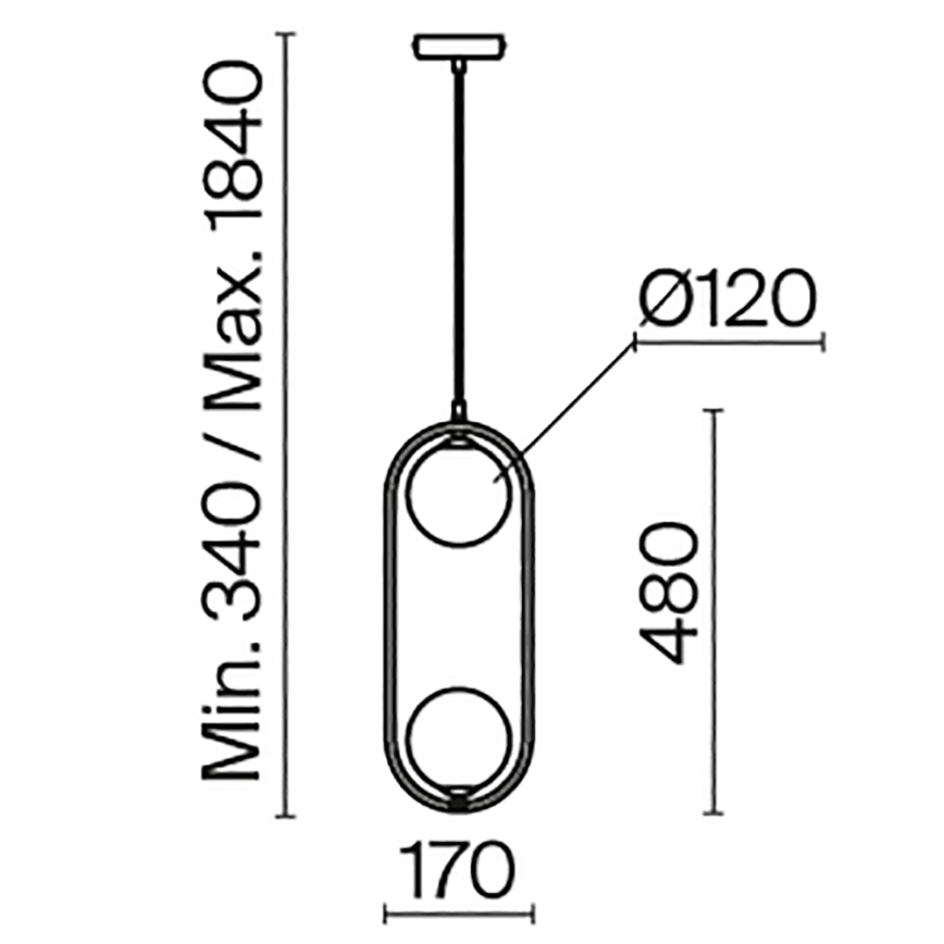 Maytoni MOD013PL-02BS1 - Ljuskrona med textilsladd RING 2xG9/25W/230V mässing