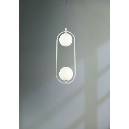 Maytoni MOD013PL-02W - Ljuskrona med textilsladd RING 2xG9/25W/230V vit