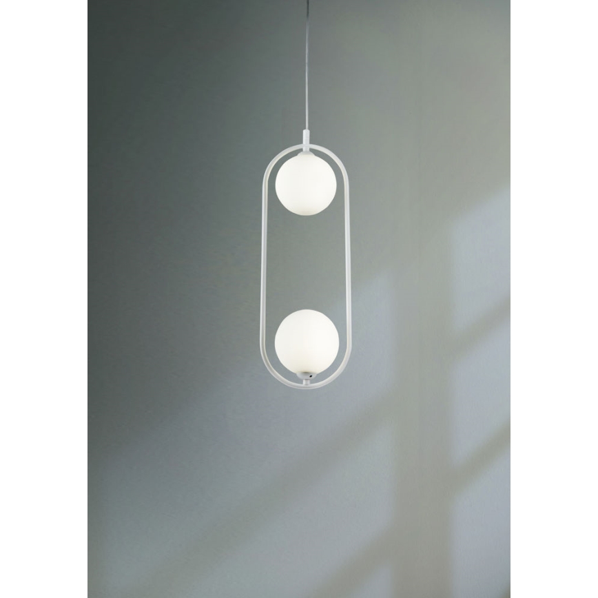 Maytoni MOD013PL-02W - Ljuskrona med textilsladd RING 2xG9/25W/230V vit