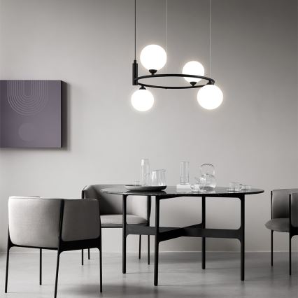 Maytoni MOD013PL-04B - Ljuskrona med textilsladd RING 4xG9/25W/230V svart