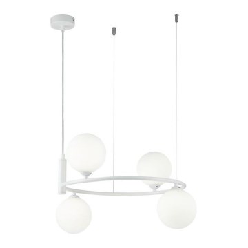 Maytoni MOD013PL-04W - Ljuskrona med textilsladd RING 4xG9/25W/230V vit