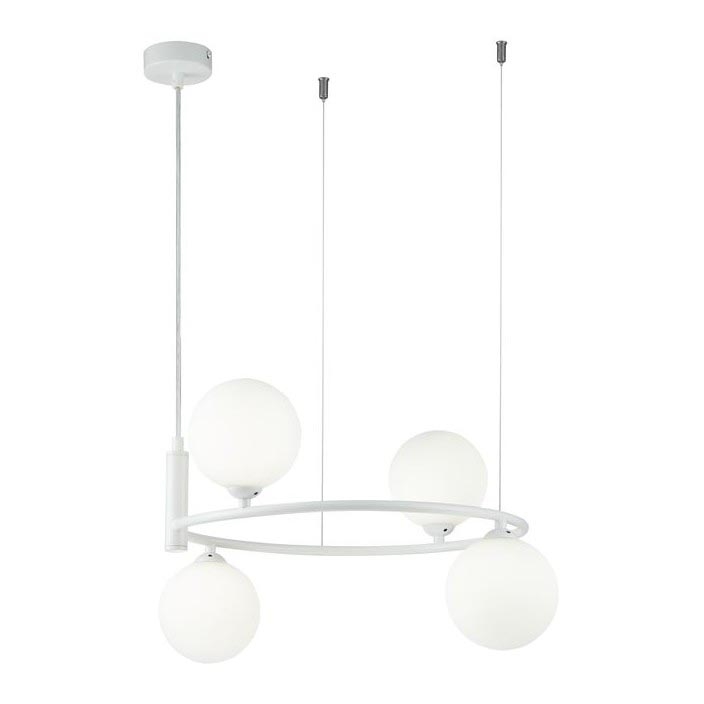 Maytoni MOD013PL-04W - Ljuskrona med textilsladd RING 4xG9/25W/230V vit