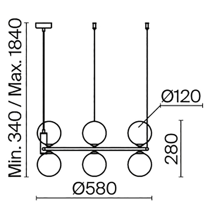 Maytoni MOD013PL-06BS1 - Ljuskrona med textilsladd RING 6xG9/25W/230V mässing